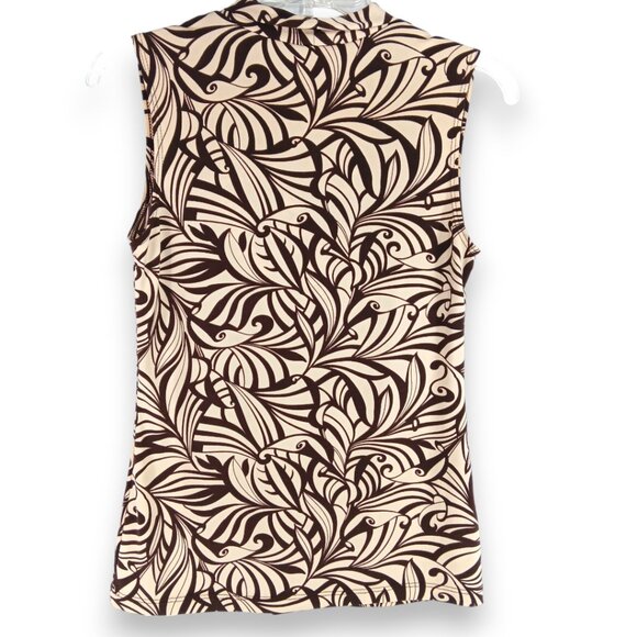 JK LA-Women's Top-Shawl Collar Sleeveless-Size S-Brown-Tan-Office-Work-Casual - Picture 3 of 7